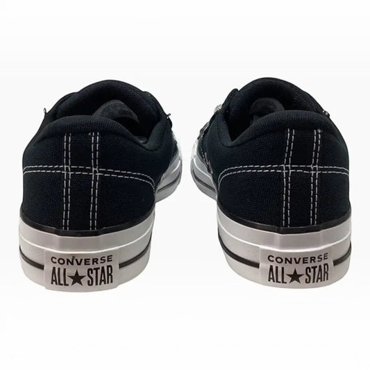 The Shoe Shop Converse Malden Street low top sneakers in black canvas with white stitching and All Star heel branding