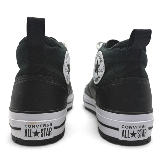 The Shoe Shop Converse Chuck Taylor Malden Street Boot Mid in black with heel loops and white All Star heel patches.