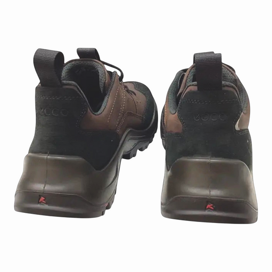 The Shoe Shop Ecco Offroad M outdoor sneakers in black and brown with a sturdy heel and pull tab, rear view