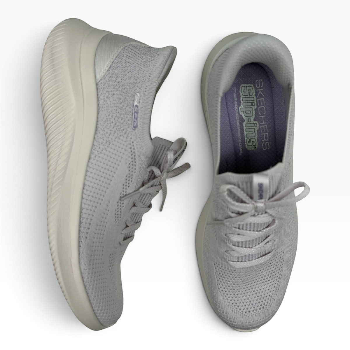 The Shoe Shop Skechers Ultra Flex 4.0 grey vegan slip-on sneakers with stretch knit upper and memory foam insole