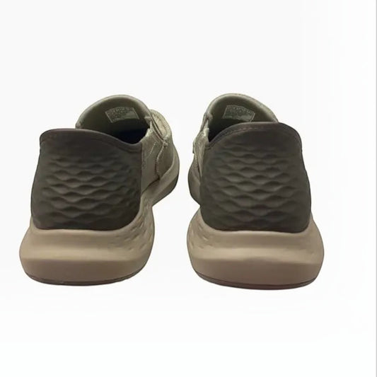 The Shoe Shop Parson Dewitt slip-on shoes in beige canvas with textured heel detail and cushioned soles