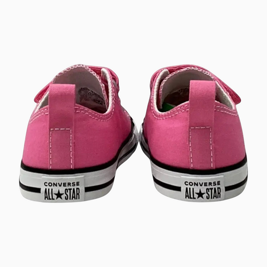 The Shoe Shop pink canvas infant Chuck Taylor All Star low top sneakers with heel pull tabs and rubber soles