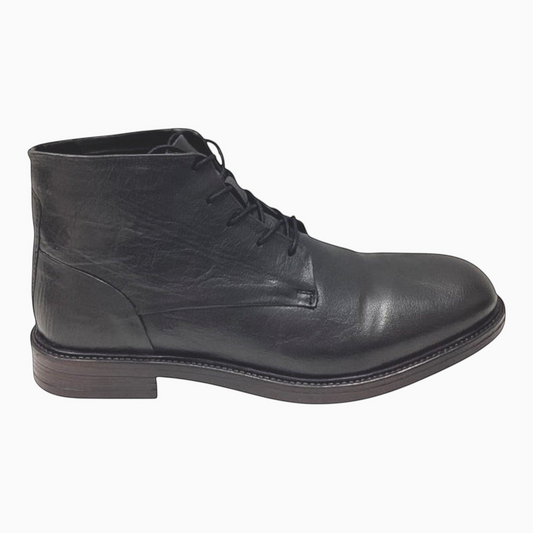 The Shoe Shop Quota black leather lace-up ankle boot with a smooth finish and durable sole