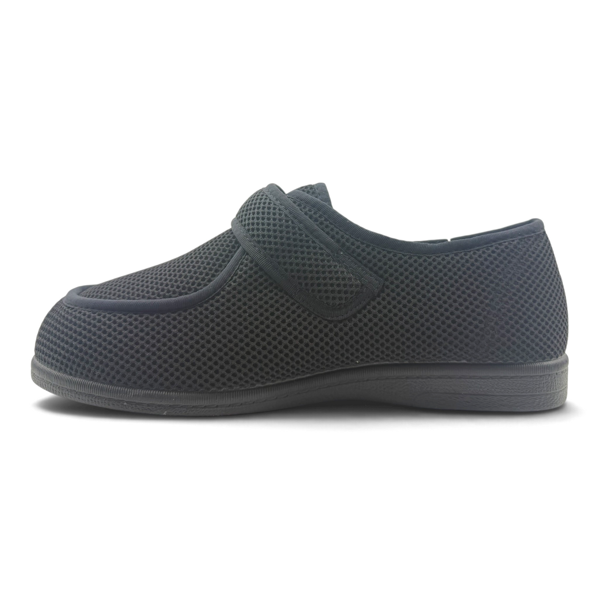 The Shoe Shop Wallaby black mesh slipper with wide fit and Resistex Silver yarn technology for everyday comfort.