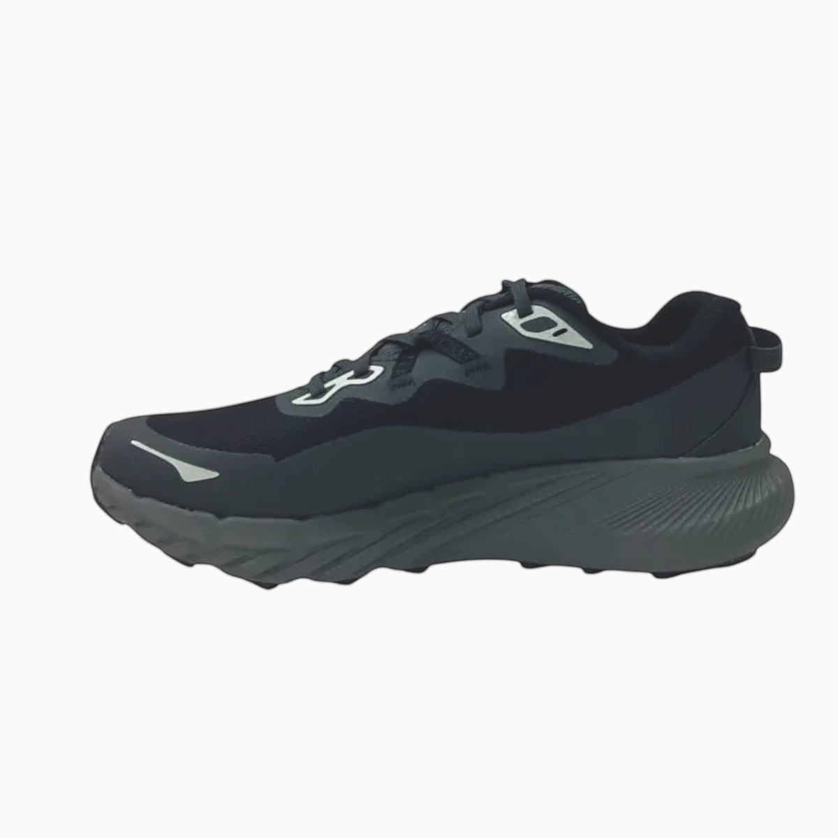 The Shoe Shop Agility Trail WP mens waterproof trail running shoe in black with a cushioned foam midsole