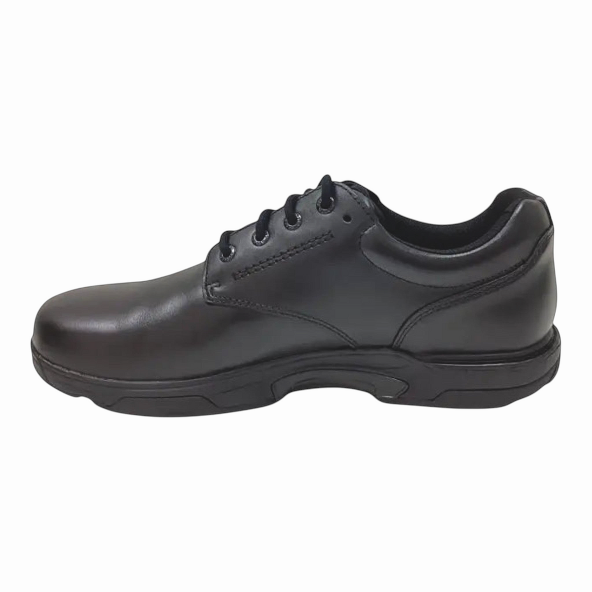 The Shoe Shop Ascent Apex Senior D black leather school shoe with durable rubber outsole and lace-up design