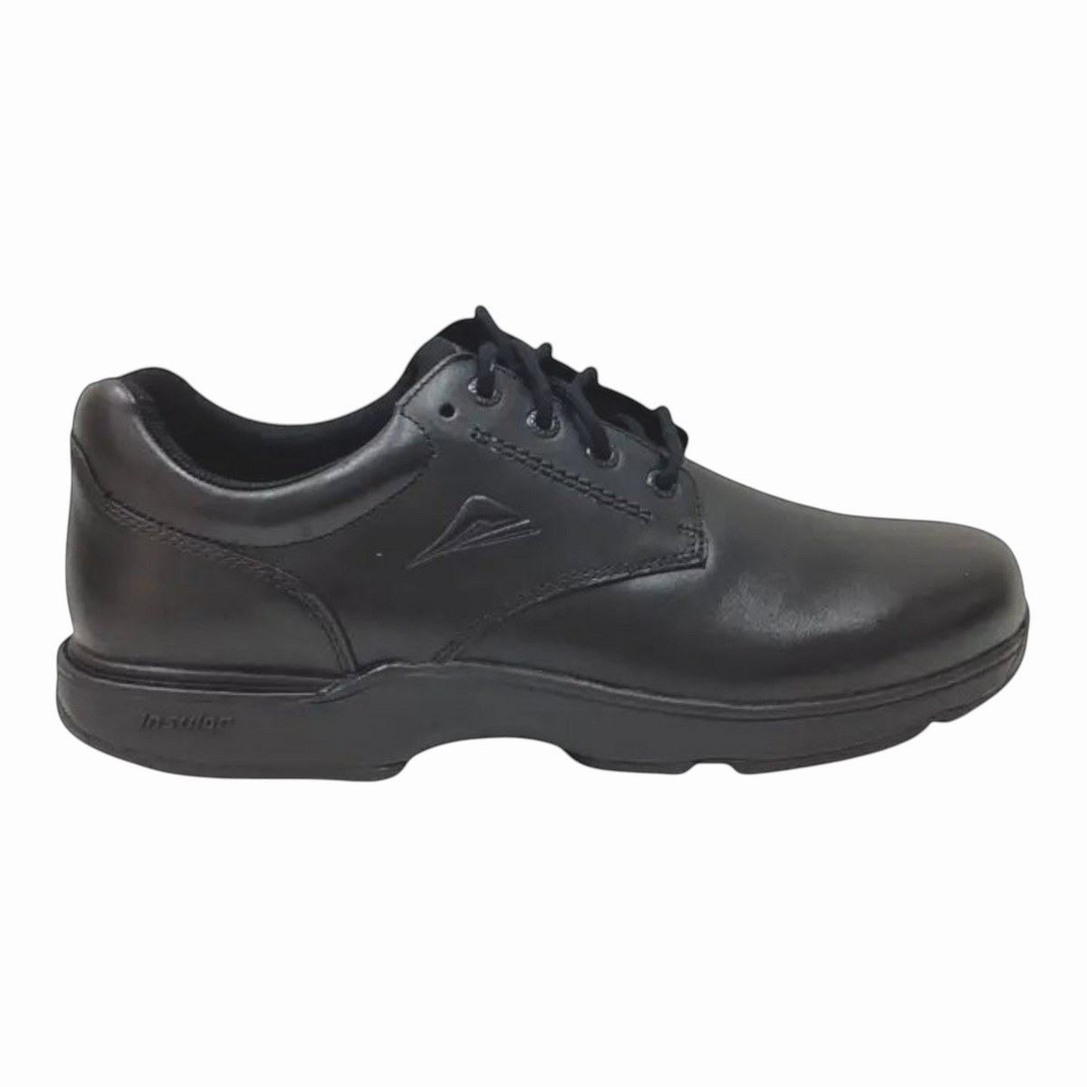 The Shoe Shop Ascent Apex Senior D black leather school shoe with durable rubber outsole and cushioned support.