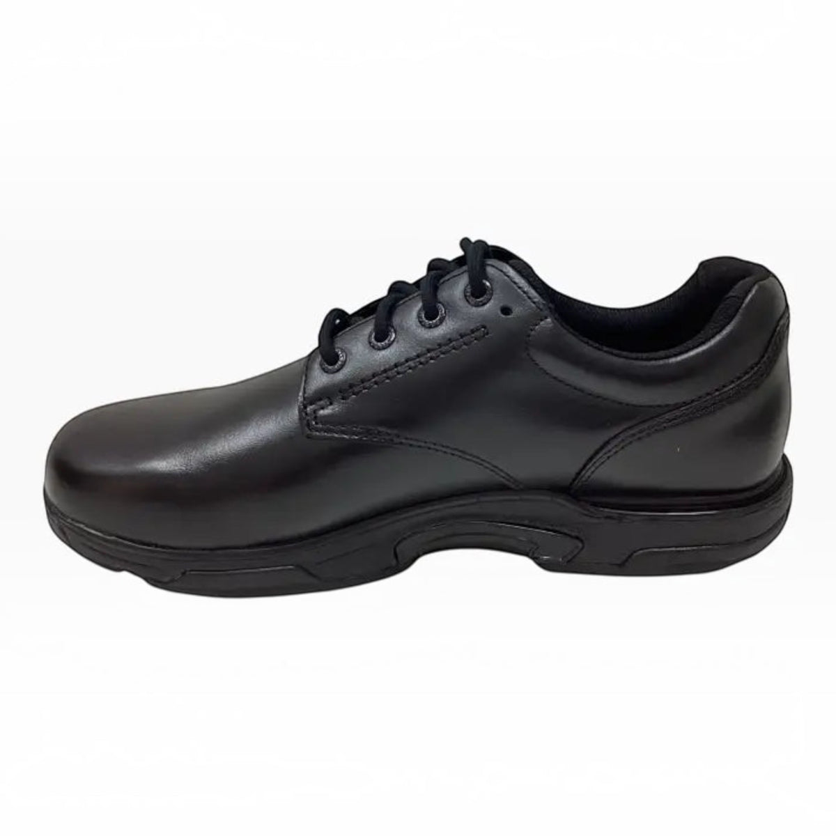 The Shoe Shop Ascent Apex Wide 2E senior school shoe in black full-grain leather with durable rubber sole