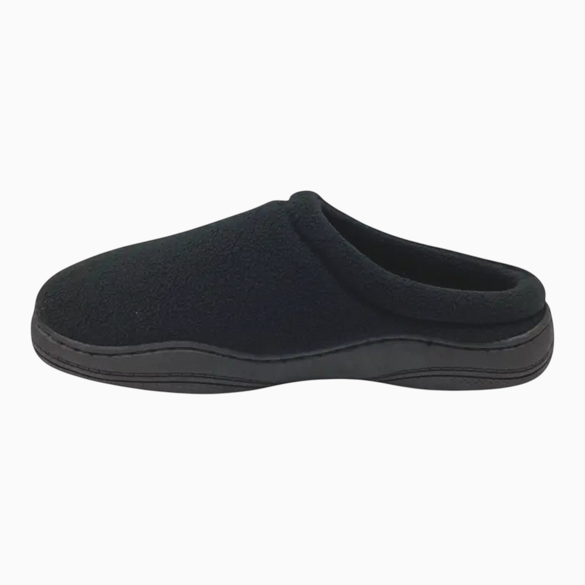 The Shoe Shop Suzie black polar fleece clog slipper with a cushioned insole for home comfort