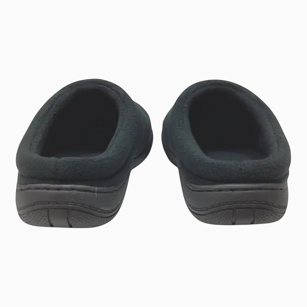 The Shoe Shop Suzie black polar fleece clog slippers with cushioned insoles and slip-on design