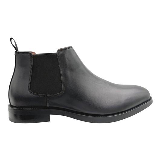 The Shoe Shop Coleman black full-grain leather Chelsea boot with elastic side panels and a durable rubber sole.
