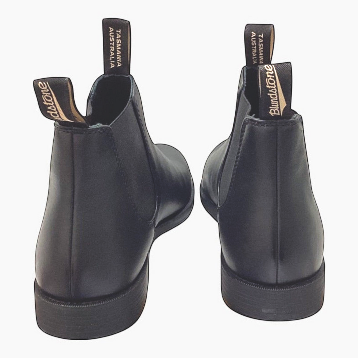 The Shoe Shop Blundstone 1901 black leather Chelsea boots showing rear view with branded pull tabs
