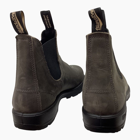 The Shoe Shop Blundstone 2446 boots in worn clay water-resistant leather, showing rear view with branded pull tabs.
