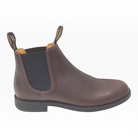 The Shoe Shop Blundstone 1900 chestnut brown leather Chelsea boot with black elastic side and chisel toe profile.