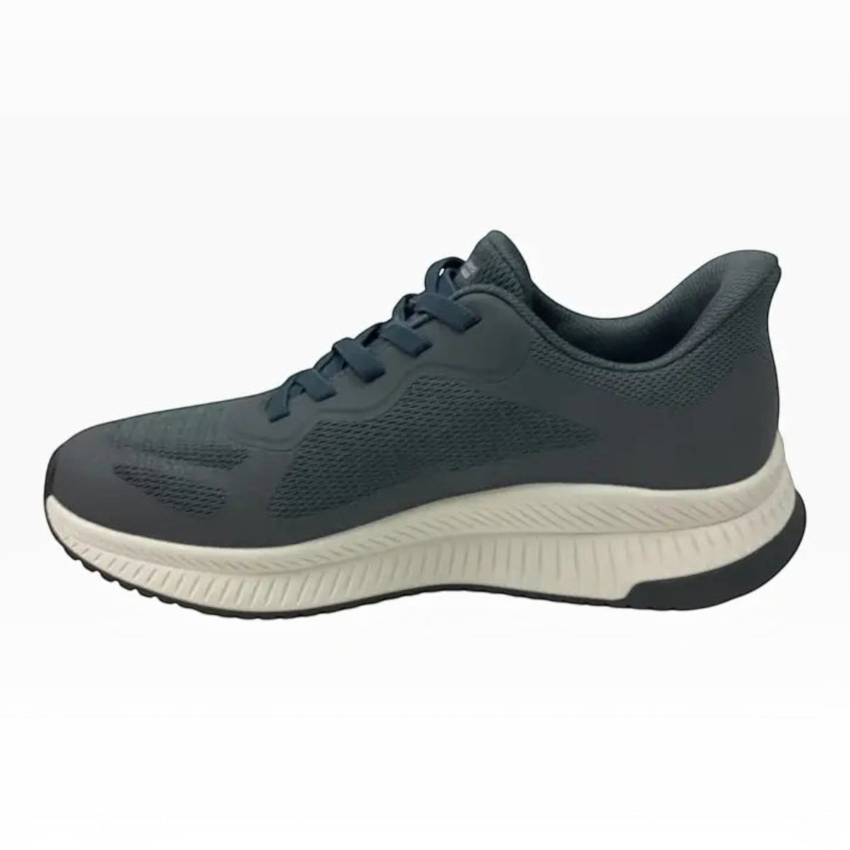 The Shoe Shop BOBS Sport Squad 4 slip-on sneaker in dark grey mesh with a white shock-absorbing midsole.