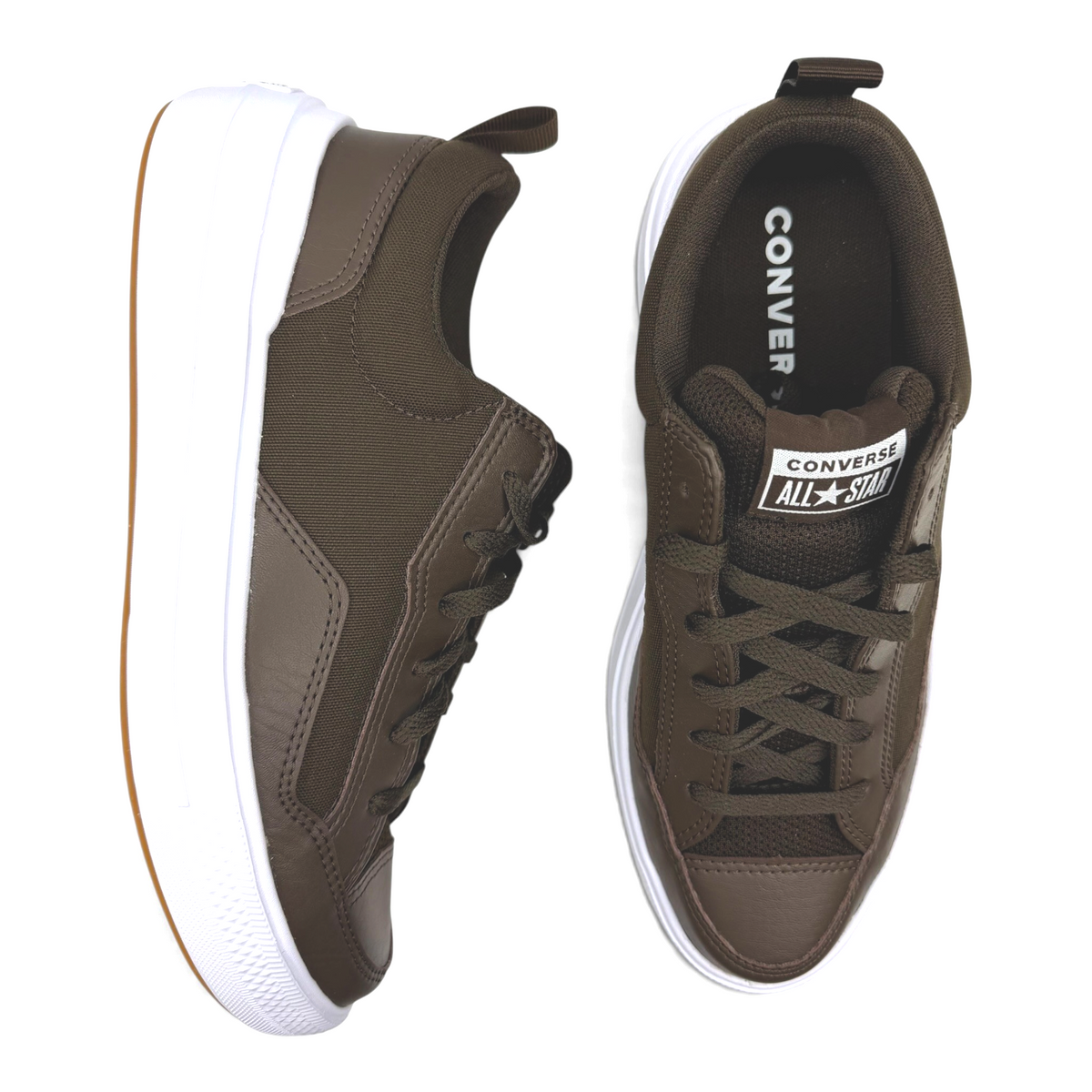 The Shoe Shop Converse All Star sneakers in dark brown with a white midsole and gum rubber outsole