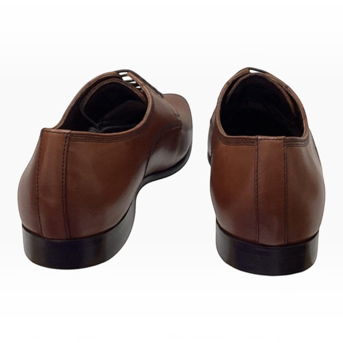 The Shoe Shop Julius Marlow Jaunt brown leather derby shoes viewed from the back showing the heel and sole detail.