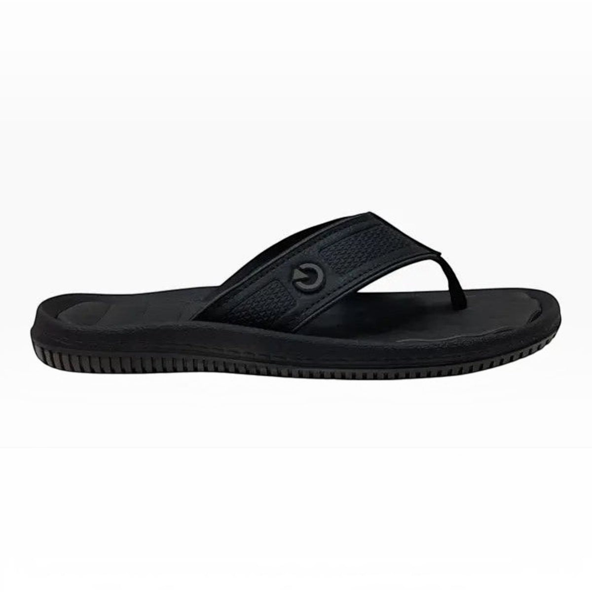 The Shoe Shop Cartago Fiji black thong sandal with textured strap and cushioned footbed for everyday comfort