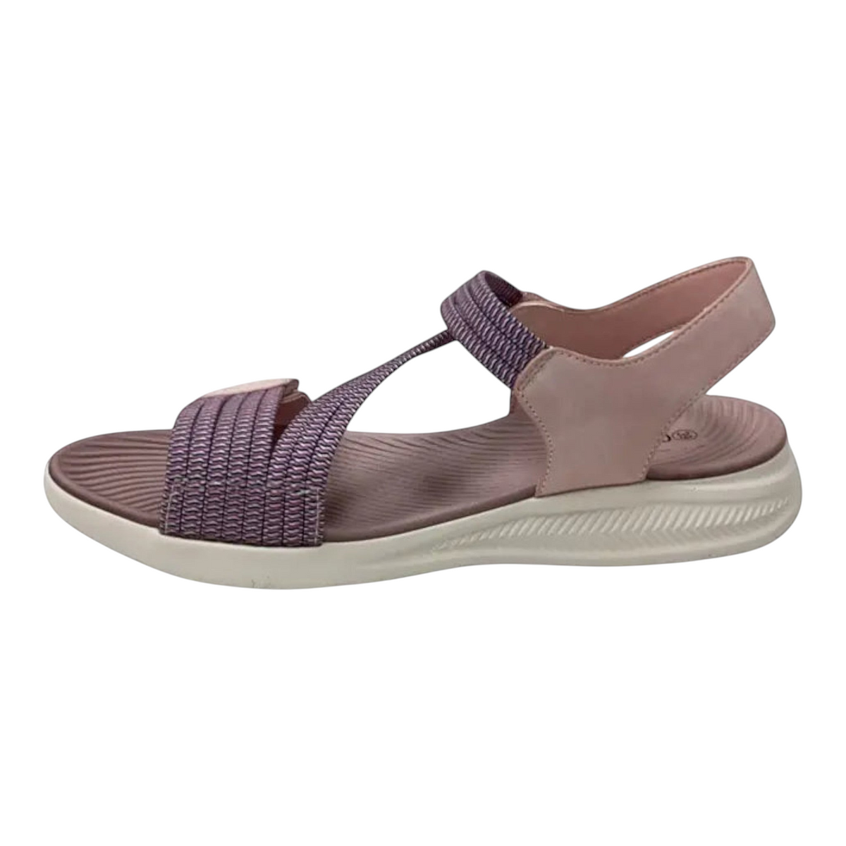 The Shoe Shop CC Resorts Florrie lightweight purple textile sandals with cushioned footbed and velcro closure