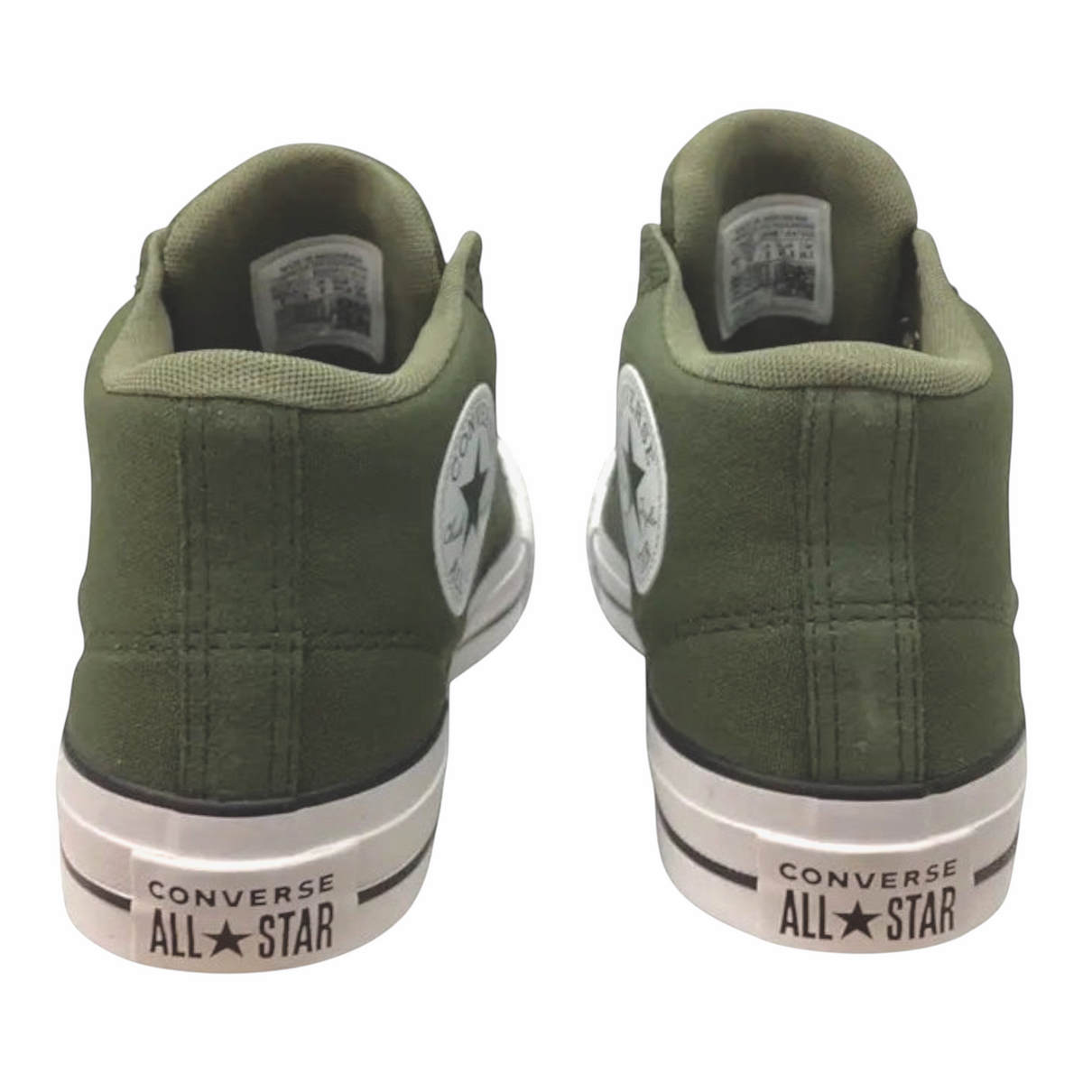 The Shoe Shop Converse A17842C olive green canvas mid top boots with padded collars and white All Star license plates