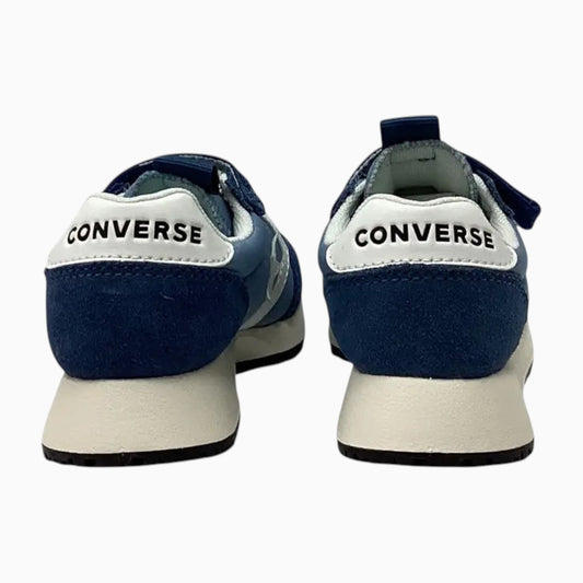 The Shoe Shop Converse Omega youth trainers in blue suede with white heel tabs and Converse branding