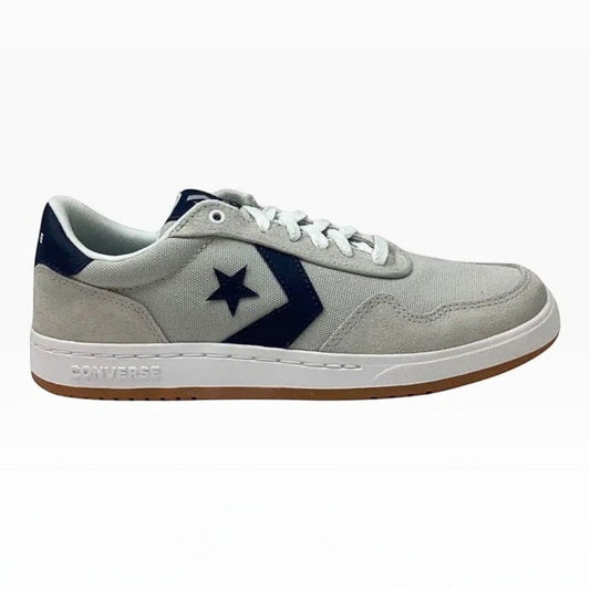 The Shoe Shop Converse S25 sneakers in grey faux nubuck with navy star logo and white cupsole for retro skate style.
