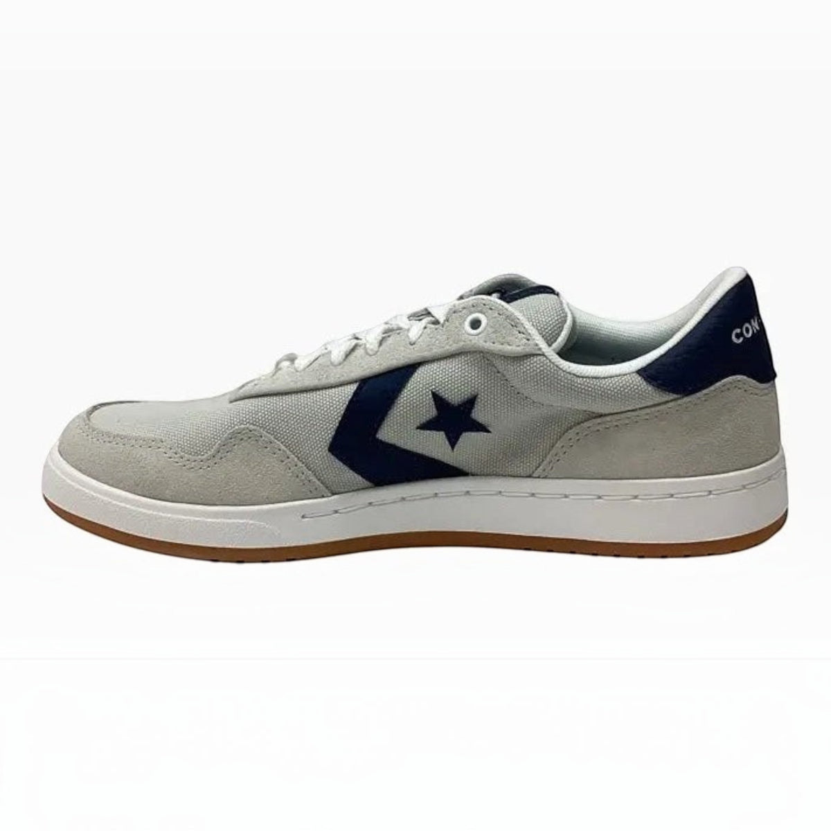 The Shoe Shop Converse S25 sneakers in grey faux nubuck with navy star logo and gum rubber cupsole
