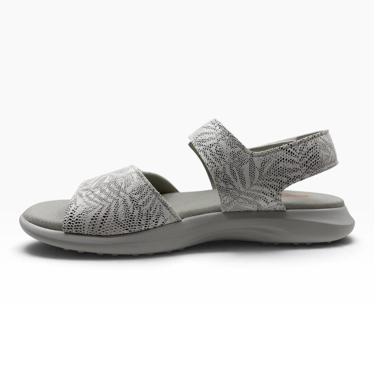 The Shoe Shop Corbett women's grey patterned sandal with a comfortable cushioned sole and adjustable back strap