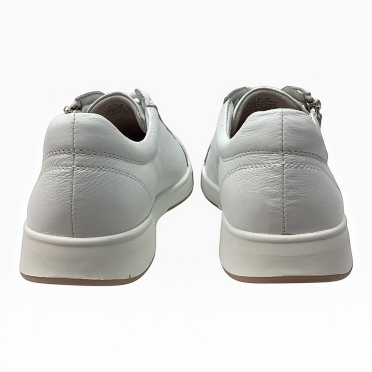 The Shoe Shop Ziera Aito sneakers in cream textured leather, viewed from the back showing the cushioned sole