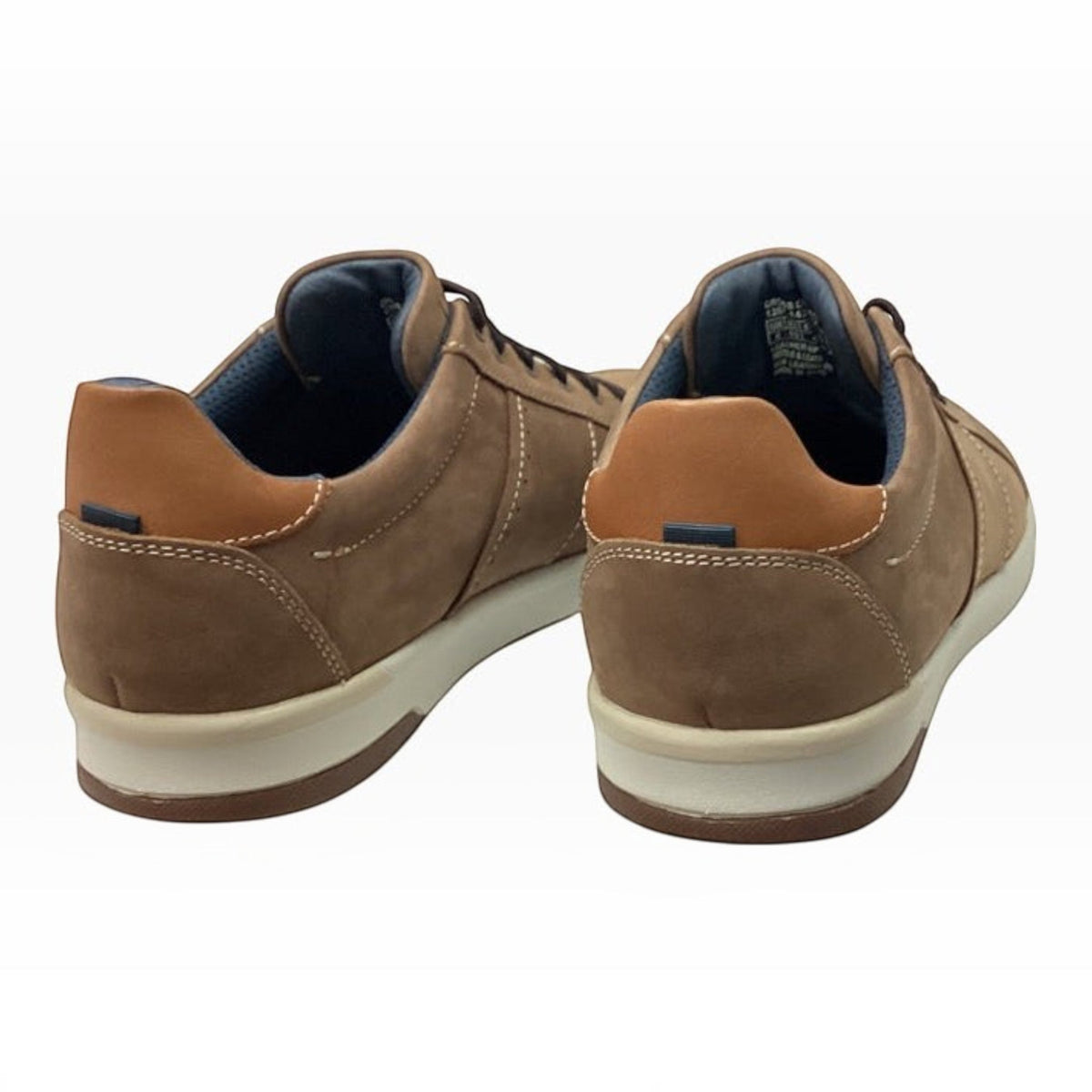 The Shoe Shop Crossover Lace sneakers in tan tumbled leather with a white rubber sole and contrast heel detail