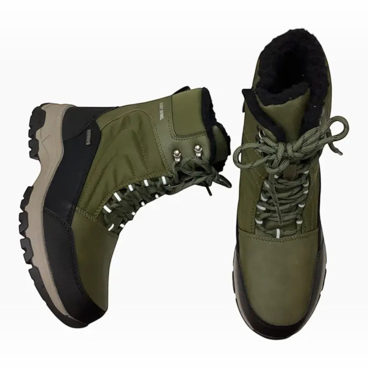 The Shoe Shop Davos 52 waterproof winter boots in black-olive with lace-up closure and warm lining