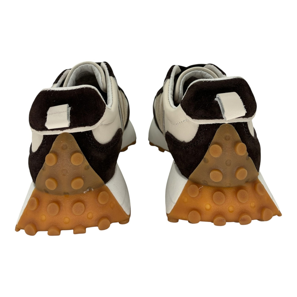The Shoe Shop Django & Juliette women's sneakers in brown and cream suede and leather with a studded rubber outsole.