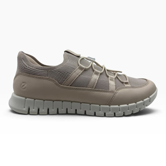 The Shoe Shop Ecco Gruuv Lite sneakers in limestone featuring a breathable knit upper and flexible rubber sole.