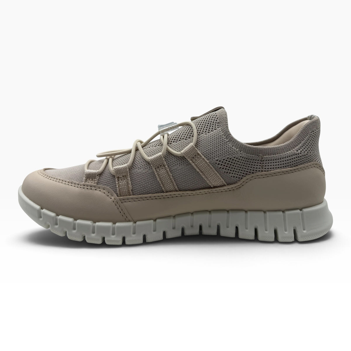 The Shoe Shop Ecco Gruuv Lite limestone sneakers featuring a breathable mesh upper and flexible grooved sole