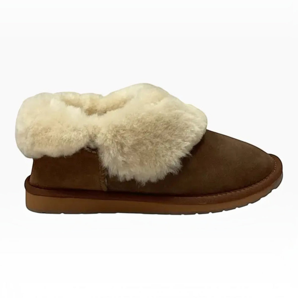 The Shoe Shop EMU Platinum Mintaro brown suede slipper with plush cream Australian sheepskin lining