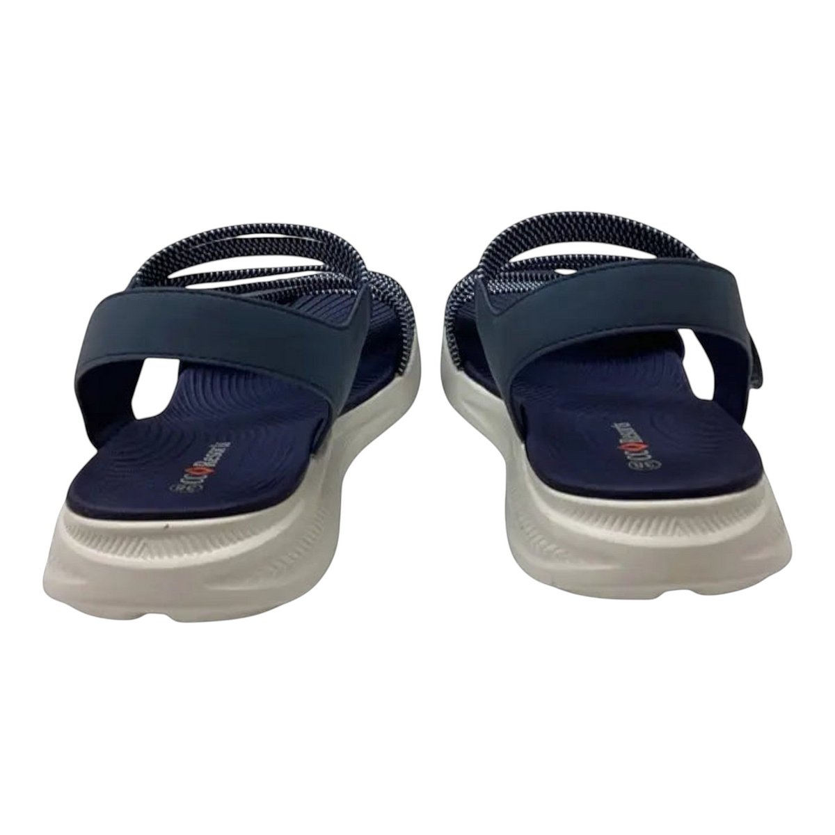The Shoe Shop Florrie navy blue sandals with white platform soles and comfortable strap design