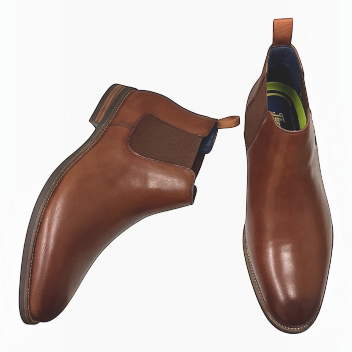 The Shoe Shop Florsheim Ceduna brown leather Chelsea boots with elastic side panels and a durable rubber sole.