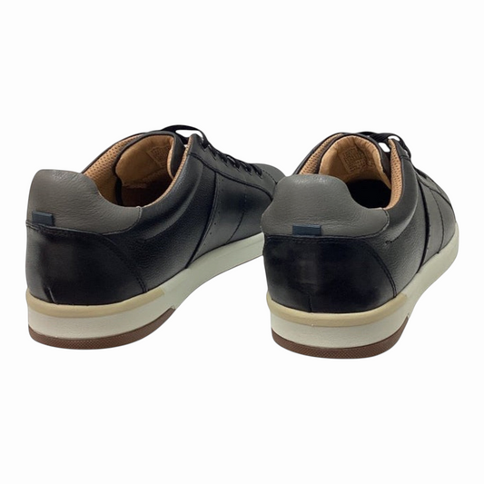 The Shoe Shop Florsheim Crossover lace-up sneakers in black leather with a white midsole and brown rubber outsole.