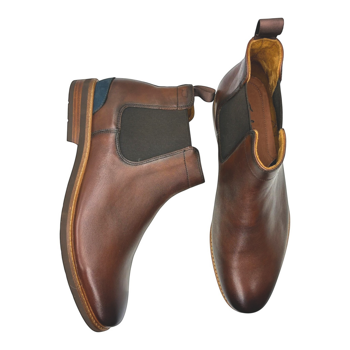 The Shoe Shop Florsheim Highland brown leather Chelsea boots with elastic side panels and durable rubber soles.