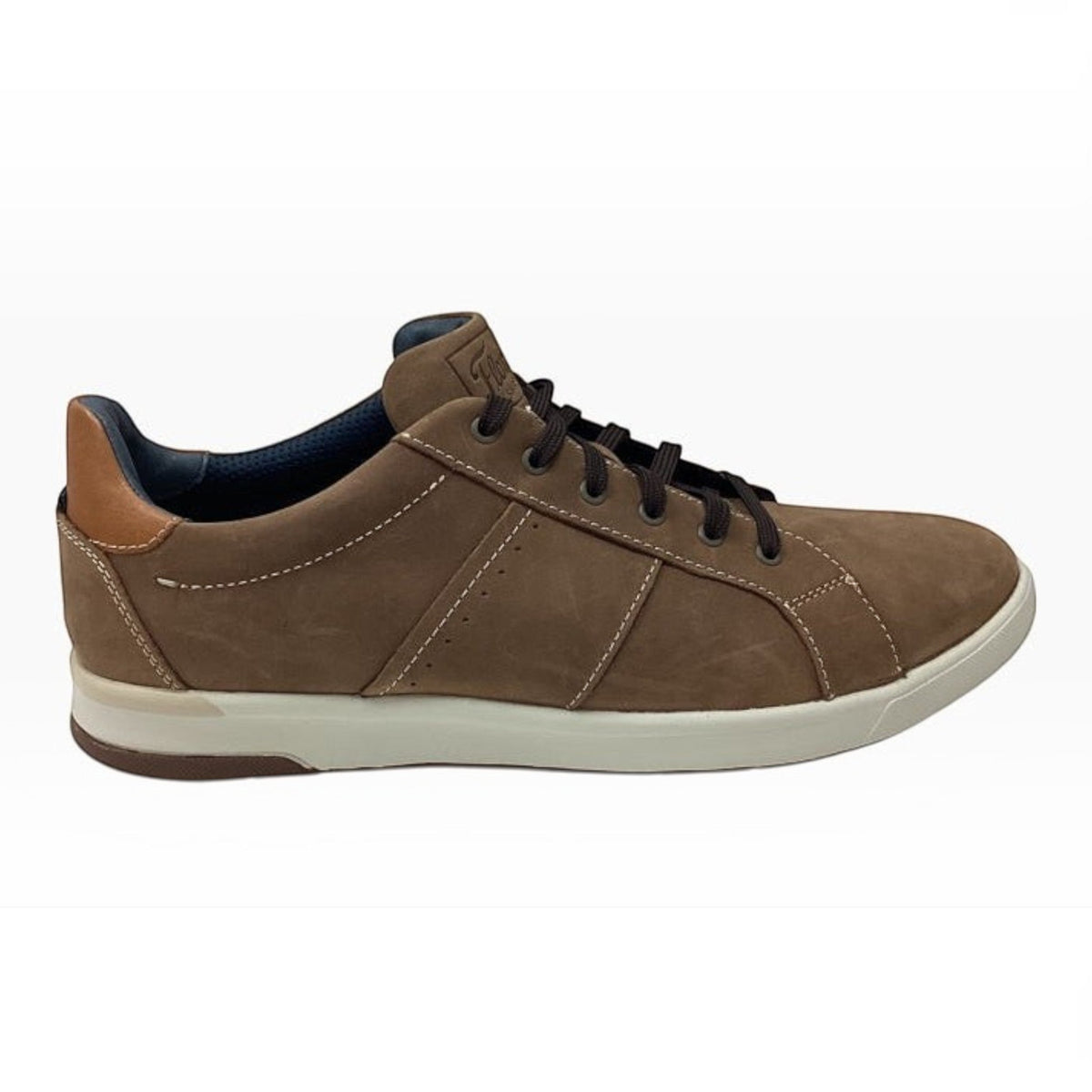 The Shoe Shop Florsheim Crossover lace-up sneaker in mushroom crazy horse leather with a white rubber sole.