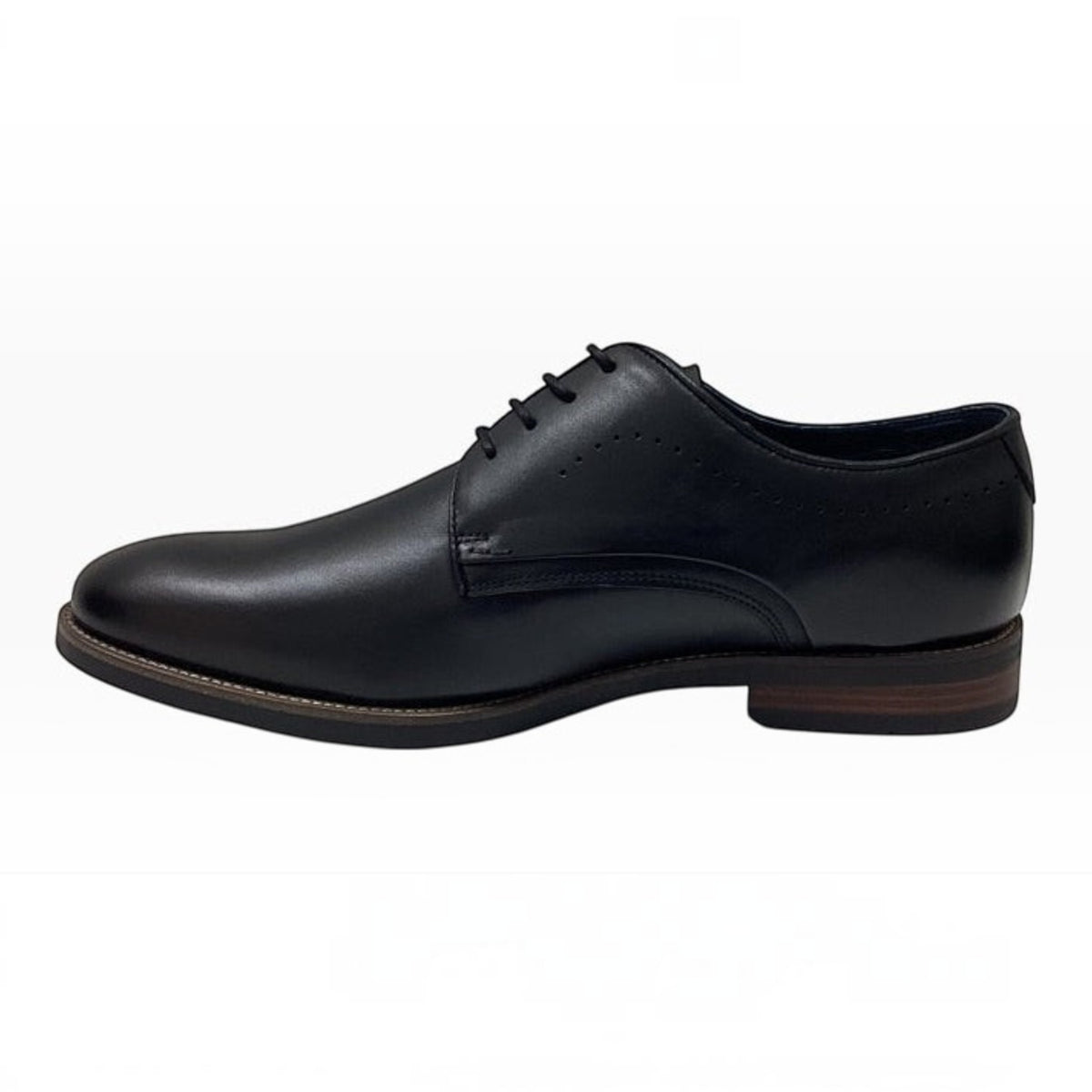 The Shoe Shop Florsheim Nimbus black Italian calf leather plain toe derby dress shoe with perforated collar detail