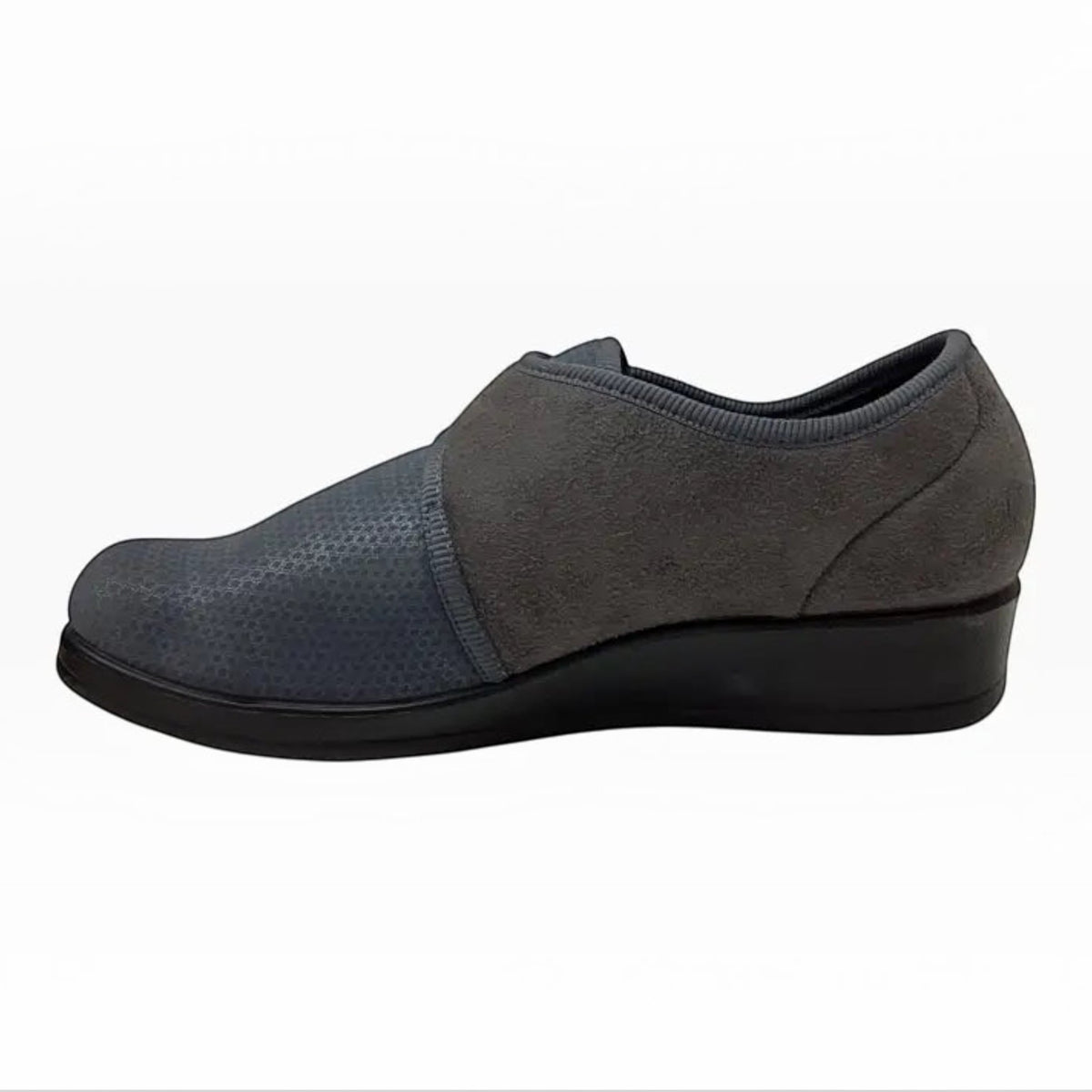 The Shoe Shop Fly Flot anthracite orthotic-friendly house shoe with soft stretch uppers and non-slip sole