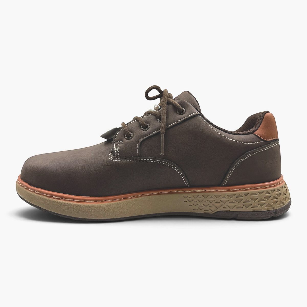 The Shoe Shop Garlan Pryor brown waterproof vegan leather lace-up shoe with memory foam insole and wide fit