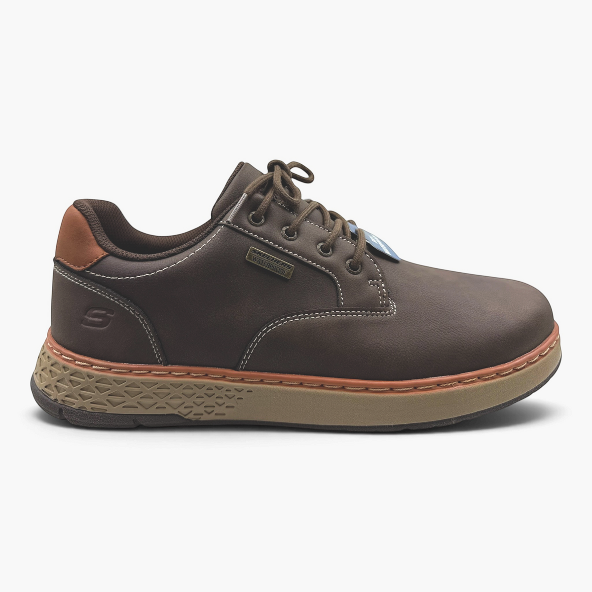 The Shoe Shop Garlan Pryor brown waterproof vegan leather lace-up shoe with memory foam insole and wide fit