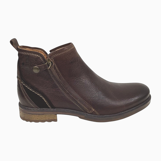 The Shoe Shop Wild Rhino Hunter ankle boot in dark brown leather with twin side zips and a rounded toe
