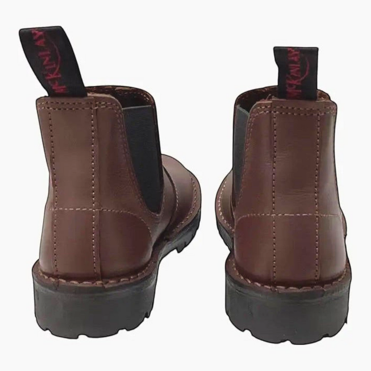 The Shoe Shop Hunter brown leather Chelsea boots with elastic side panels, rear pull tabs, and a rugged lug sole.