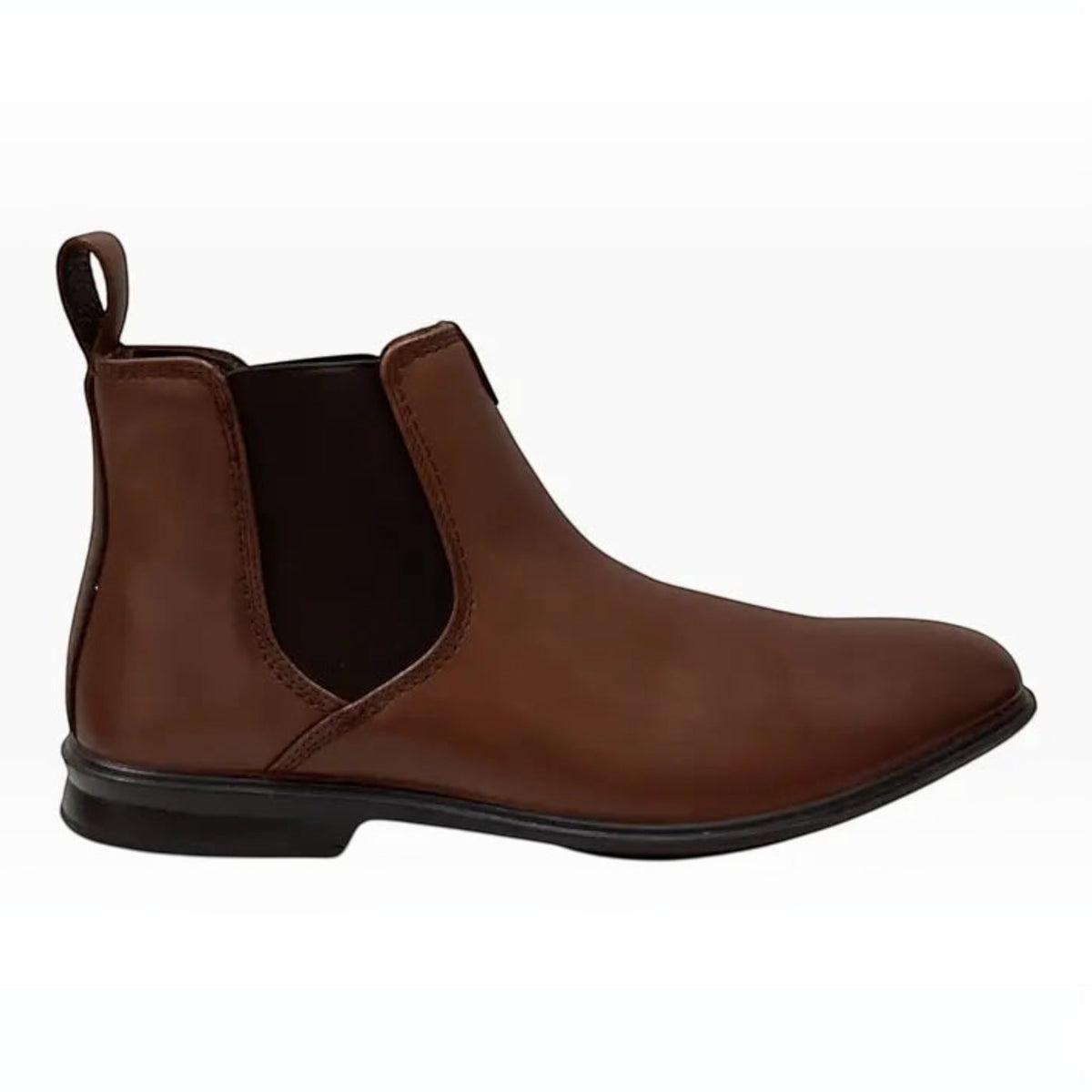 The Shoe Shop Hush Puppies Chelsea boot in burnished tan leather with elastic side gussets and a rear pull tab.