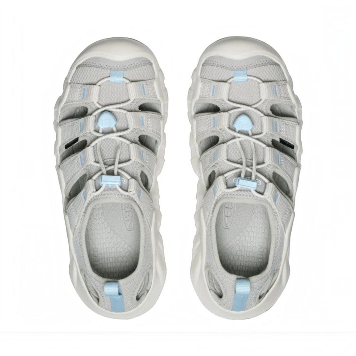 The Shoe Shop Hyperport grey and light blue water sandals with bungee lacing and durable polyester webbing upper