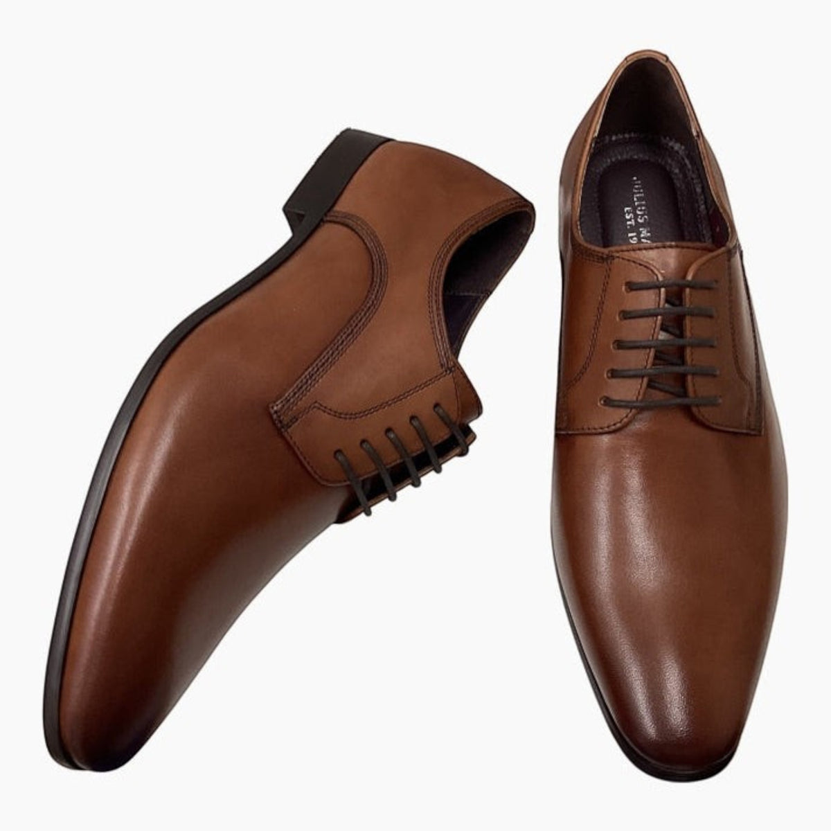The Shoe Shop Julius Marlow Jaunt brown hand burnished leather derby dress shoes with lace-up closure