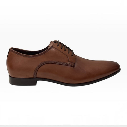 The Shoe Shop Julius Marlow Jaunt brown hand burnished leather derby dress shoe with a sleek lace-up design